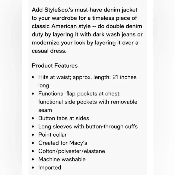 Style & Co. Blue Denim Jacket, size 14W - Picture 3 of 4